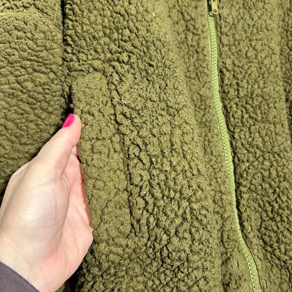 Urban‎ Outfitters Oversized Full Zip Teddy Coat Jacket Sherpa Moss Green Small - Picture 6 of 12